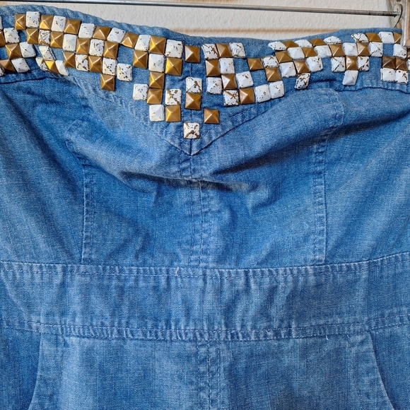 We The Free Womens Denim Studded Strapless Mini Dress. SIZE 6 - Picture 3 of 6